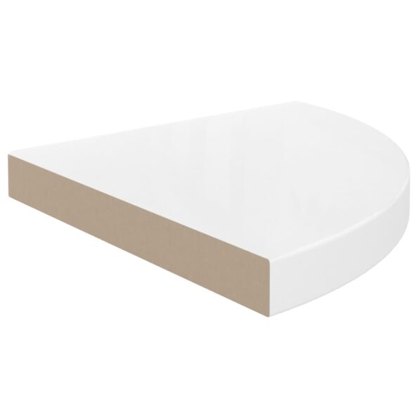 vidaXL Plávajúce rohové police 4 ks, lesklé biele 35x35x3,8 cm, MDF – Obrázok 5