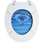 vidaXL WC sedadlá s poklopom 2 ks MDF modré dizajn s kvapkami – Obrázok 6