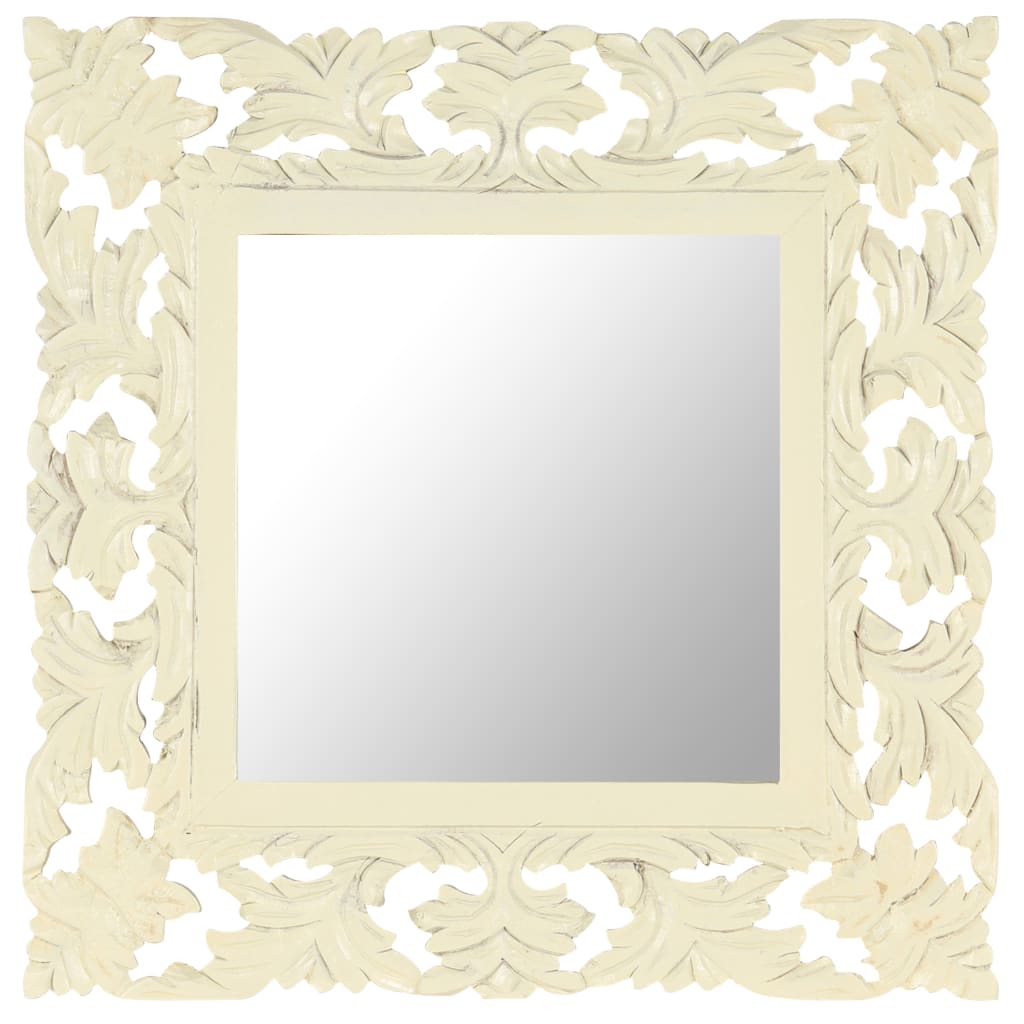 VXL8720286105337_a_en_hd_1.jpg vidaXL Ručne vyrezávané zrkadlo biele 50x50 cm masívne mangovníkové drevo – Obrázok 1