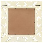 vidaXL Ručne vyrezávané zrkadlo biele 50x50 cm masívne mangovníkové drevo – Obrázok 3