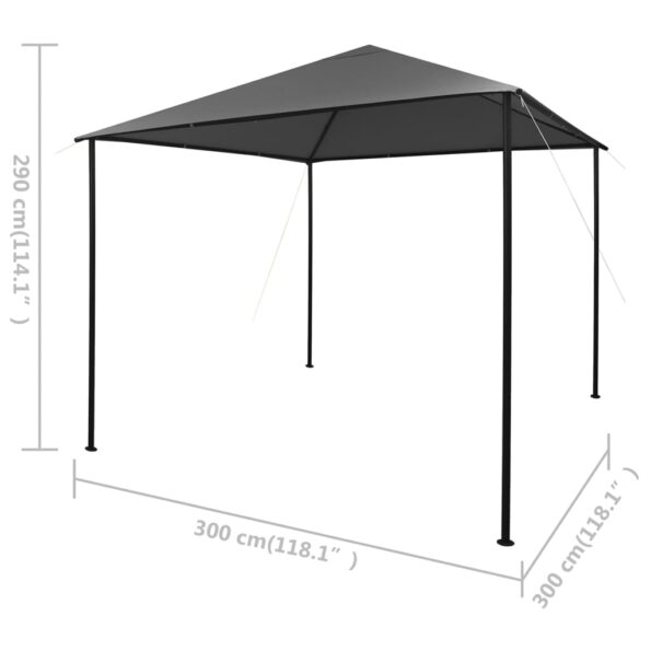 vidaXL Altánok 3x3 m, antracitový, látka a oceľ 180 g/m² – Obrázok 8