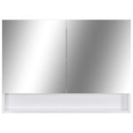 vidaXL LED kúpeľňová zrkadlová skrinka biela 80x15x60 cm MDF – Obrázok 4