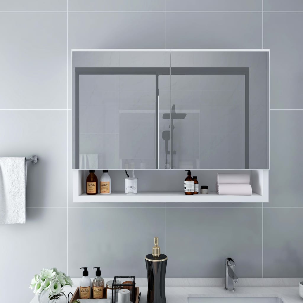 VXL8720286109595_m_en_hd_1.jpg vidaXL LED kúpeľňová zrkadlová skrinka biela 80x15x60 cm MDF – Obrázok 1