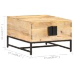 vidaXL Konferenčný stolík 67x67x45 cm, mangový masív – Obrázok 7