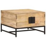 vidaXL Konferenčný stolík 67x67x45 cm, mangový masív – Obrázok 9