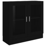 vidaXL Vitrína, čierna 82,5x30,5x80 cm, kompozitné drevo – Obrázok 2