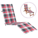 vidaXL Podložka na lehátko červená kockovaný vzor (75+105)x50x4 cm – Obrázok 2