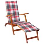 vidaXL Podložka na lehátko červená kockovaný vzor (75+105)x50x4 cm – Obrázok 3