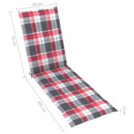 vidaXL Podložka na lehátko červená kockovaný vzor (75+105)x50x4 cm – Obrázok 9