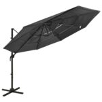 vidaXL 4-stupňový záhradný slnečník, hliníková tyč, antracitový 3x3 m