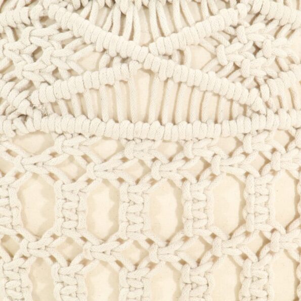 vidaXL Ručne vyrobená taburetka macrame 45x30 cm, bavlna – Obrázok 2