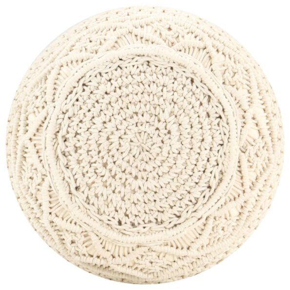 vidaXL Ručne vyrobená taburetka macrame 45x30 cm, bavlna – Obrázok 4