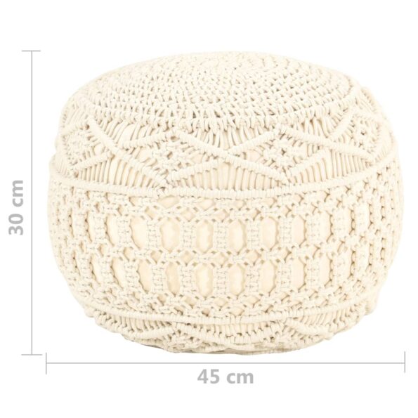 vidaXL Ručne vyrobená taburetka macrame 45x30 cm, bavlna – Obrázok 5