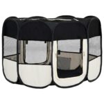 vidaXL Skladacia ohrádka pre psa s prenosnou taškou čierna 125x125x61 cm – Obrázok 5