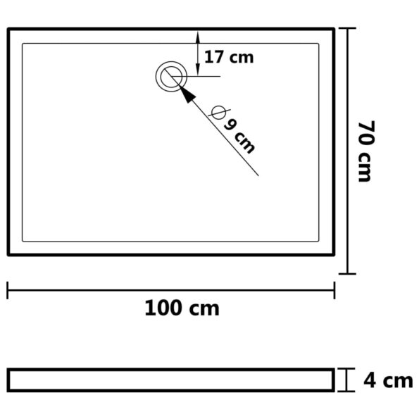 vidaXL Obdĺžniková sprchová vanička z ABS čierna 70x100 cm – Obrázok 7