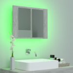 vidaXL LED kúpeľňová zrkadlová skrinka betónová sivá 60x12x45 cm akryl – Obrázok 5