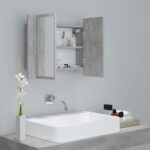 vidaXL LED kúpeľňová zrkadlová skrinka betónová sivá 60x12x45 cm akryl – Obrázok 6