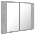 vidaXL LED kúpeľňová zrkadlová skrinka betónová sivá 60x12x45 cm akryl – Obrázok 8