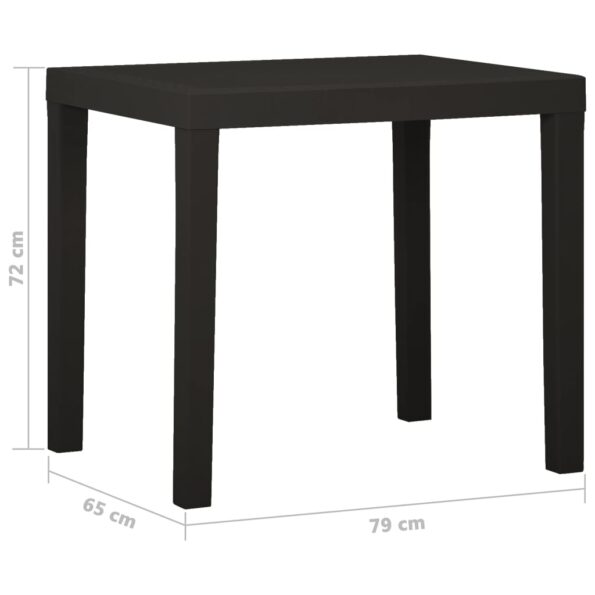 vidaXL Záhradný stôl antracitový 79x65x72 cm plast – Obrázok 5