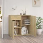 vidaXL Komoda, dub sonoma 80x36x75 cm, kompozitné drevo – Obrázok 3