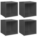 vidaXL TV skrinky 4 ks, lesklé sivé 37x35x37 cm, kompozitné drevo – Obrázok 2