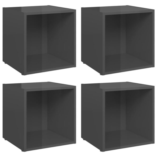 vidaXL TV skrinky 4 ks, lesklé sivé 37x35x37 cm, kompozitné drevo – Obrázok 2