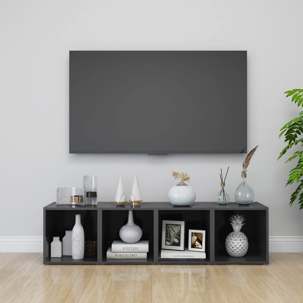 VXL8720286354322_m_en_hd_1.jpg vidaXL TV skrinky 4 ks, lesklé sivé 37x35x37 cm, kompozitné drevo – Obrázok 1