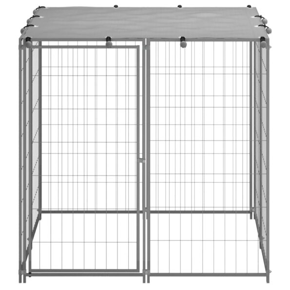 vidaXL Koterec pre psa strieborný 110x110x110 cm oceľ – Obrázok 2
