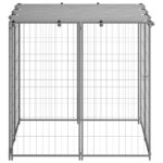 vidaXL Koterec pre psa strieborný 110x110x110 cm oceľ – Obrázok 3