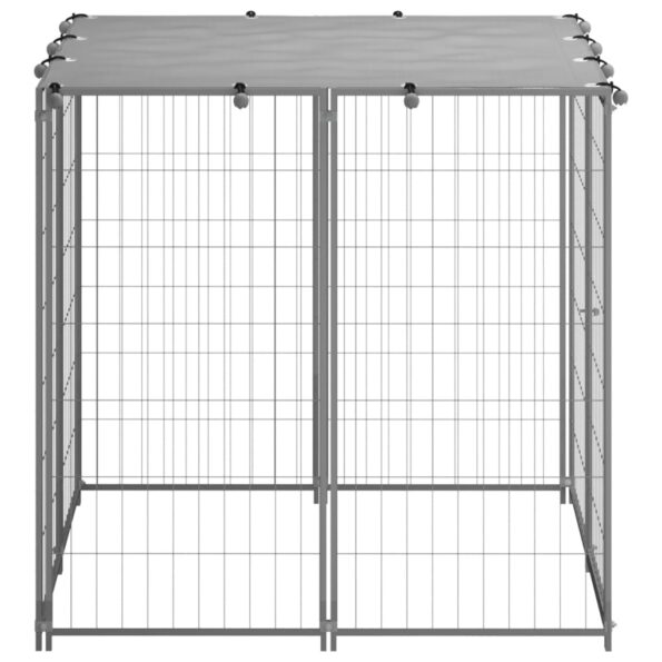 vidaXL Koterec pre psa strieborný 110x110x110 cm oceľ – Obrázok 3