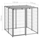 vidaXL Koterec pre psa strieborný 110x110x110 cm oceľ – Obrázok 6