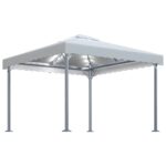 vidaXL Altánok s LED reťazou 300x300 cm, krémový, hliník – Obrázok 2