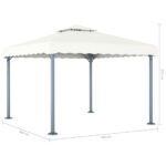 vidaXL Altánok s LED reťazou 300x300 cm, krémový, hliník – Obrázok 8
