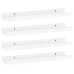vidaXL Nástenné police 4 ks, lesklé biele 40x9x3 cm – Obrázok 2