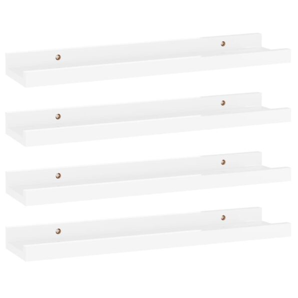 vidaXL Nástenné police 4 ks, lesklé biele 40x9x3 cm – Obrázok 2