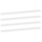 vidaXL Nástenné police 4 ks, biele 115x9x3 cm – Obrázok 2