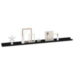 vidaXL Nástenné police 2 ks, čierne 115x9x3 cm – Obrázok 3
