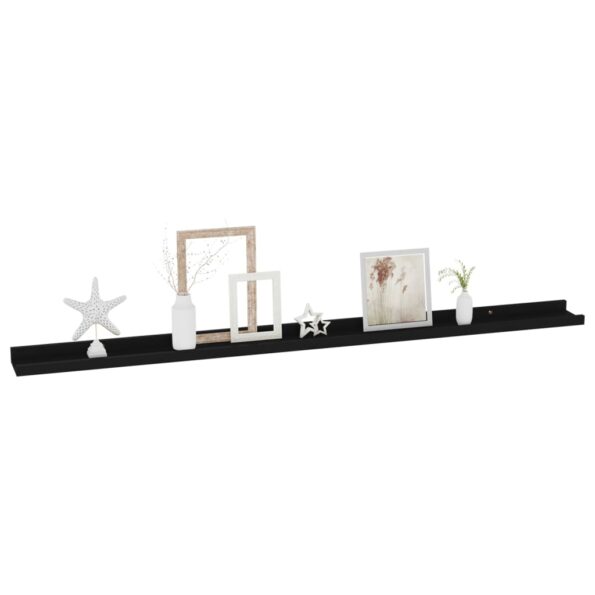 vidaXL Nástenné police 2 ks, čierne 115x9x3 cm – Obrázok 3