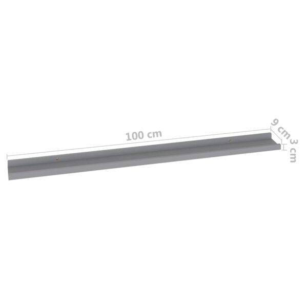 vidaXL Nástenné police 2 ks, sivé 100x9x3 cm – Obrázok 10