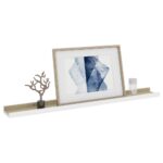 vidaXL Nástenné police 2 ks, biele a dub sonoma 80x9x3 cm – Obrázok 3