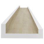 vidaXL Nástenné police 2 ks, biele a dub sonoma 80x9x3 cm – Obrázok 6