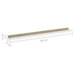 vidaXL Nástenné police 2 ks, biele a dub sonoma 80x9x3 cm – Obrázok 9