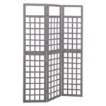 vidaXL Deliaca stena/mriežka, 3 panely, jedľový masív, sivá 121x180 cm – Obrázok 3