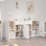 vidaXL Komoda, biela 160x36x75 cm, kompozitné drevo – Obrázok 3