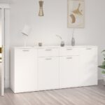 vidaXL Komoda, biela 160x36x75 cm, kompozitné drevo