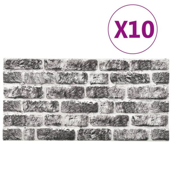 vidaXL 3D nástenné panely s dizajnom tmavosivých tehál 10 ks EPS – Obrázok 2