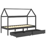 vidaXL Rám detskej postele so zásuvkami tmavosivý borovica 90x200 cm – Obrázok 5