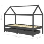 vidaXL Rám detskej postele so zásuvkami tmavosivý borovica 90x200 cm – Obrázok 7