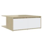 vidaXL Konferenčný stolík, biela+sonoma 80x80x31 cm, kompozitné drevo – Obrázok 2
