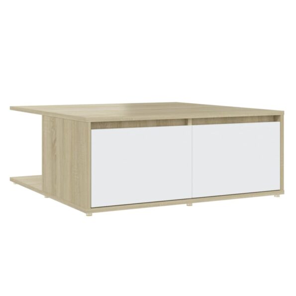 vidaXL Konferenčný stolík, biela+sonoma 80x80x31 cm, kompozitné drevo – Obrázok 2